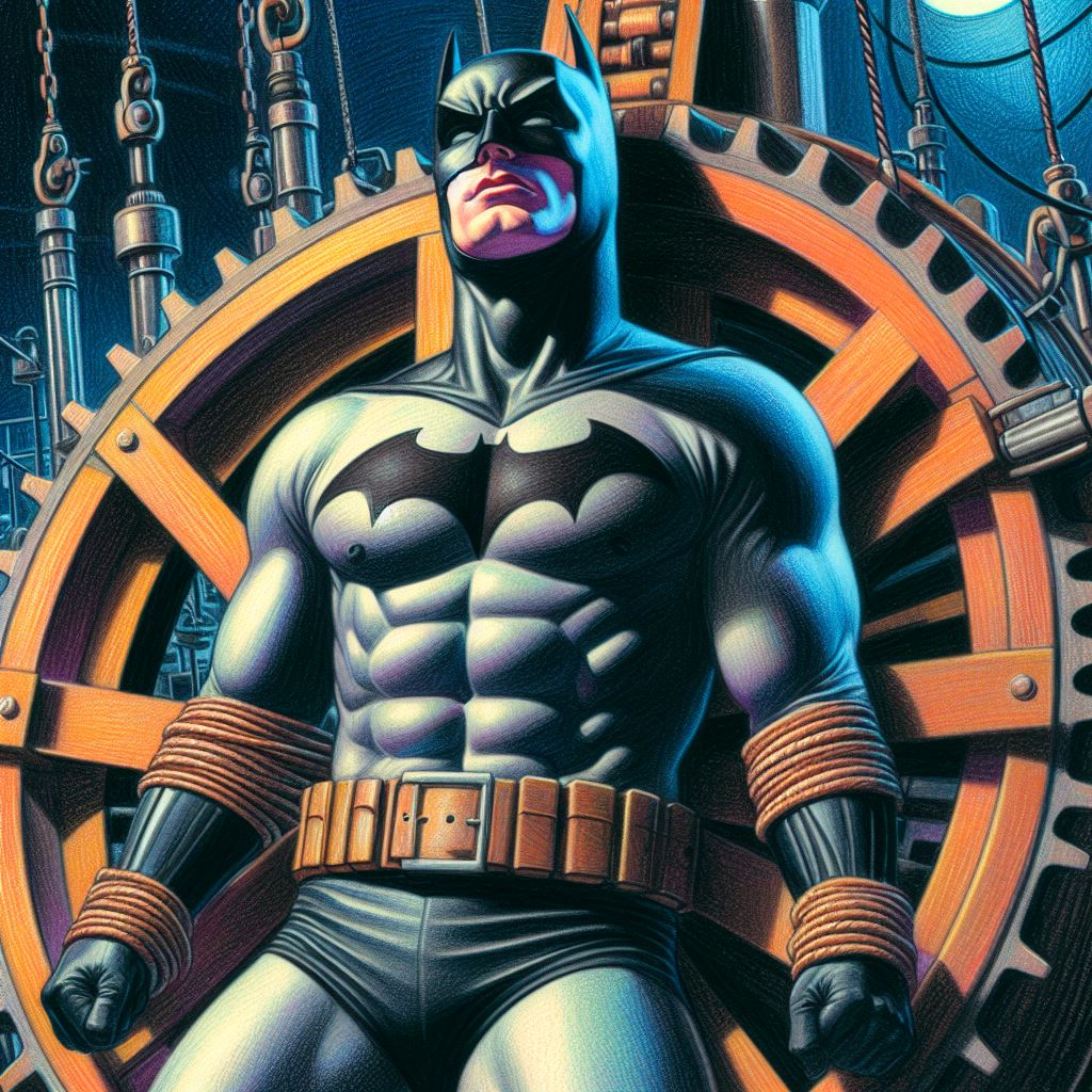 Batwheels Riddler Art Batman Strapped to Riddler's Spinning Wheel 01 by bevelaca on DeviantArt