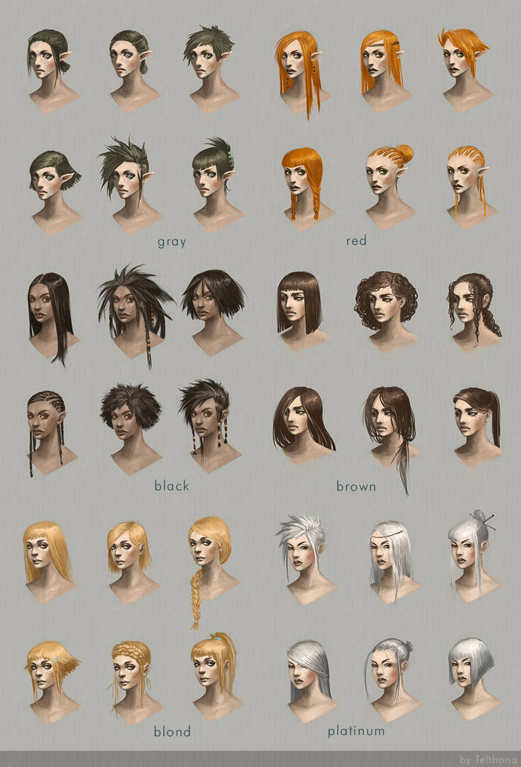 Hairstyle concept art by telthona on DeviantArt