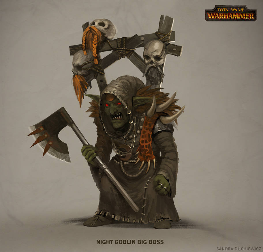 TW:Warhammer Concept Art - Night Goblin Big Boss by telthona