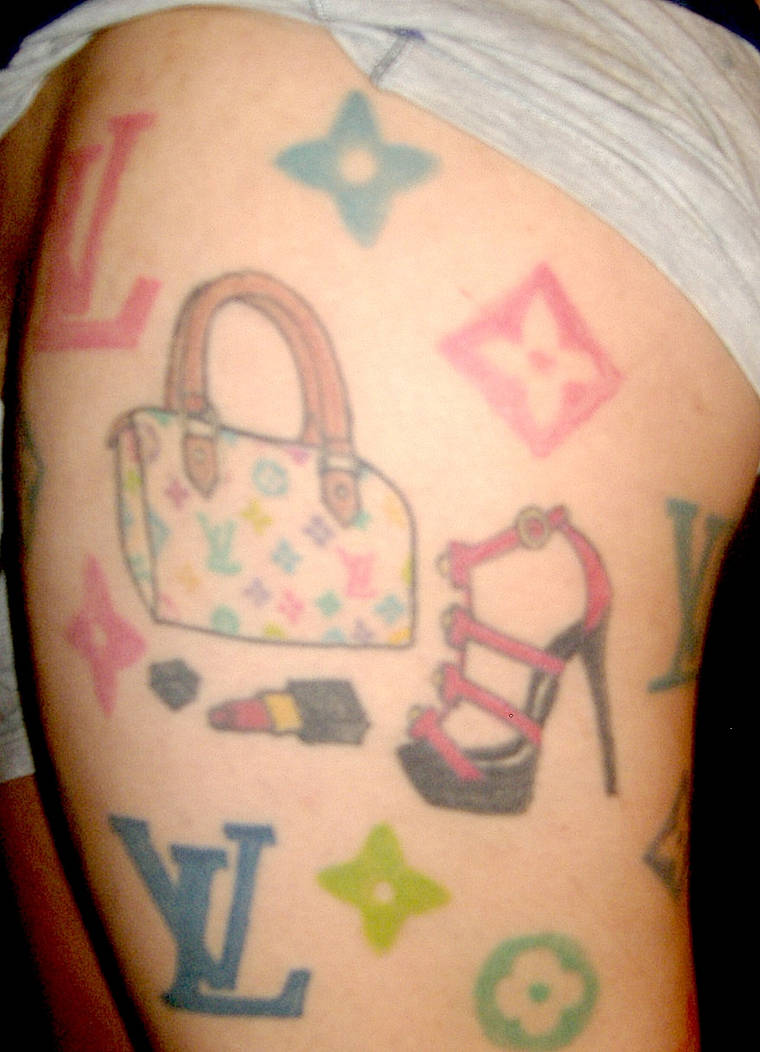 First patterned tattoo 'LV pattern print tattoo' #lv #tattoo