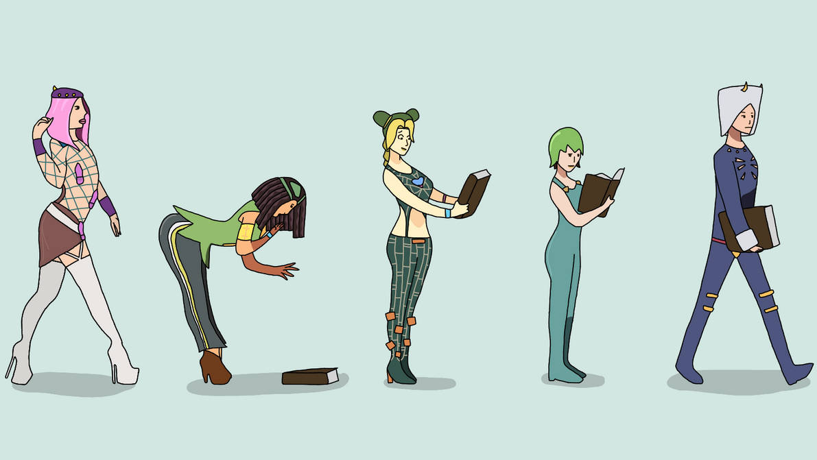 Stone Ocean characters with book by Lesuspectus on DeviantArt