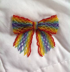 Rainbow Bead Ribbon Pin