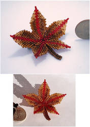 Beaded Leaf Pin - Autumn