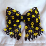 Black+Yellow Daisies Bead Ribbon Hairclip by pinkythepink