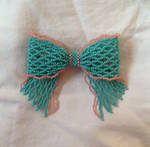 Western Turquoise+Coral Edged Bead Ribbon Pin by pinkythepink