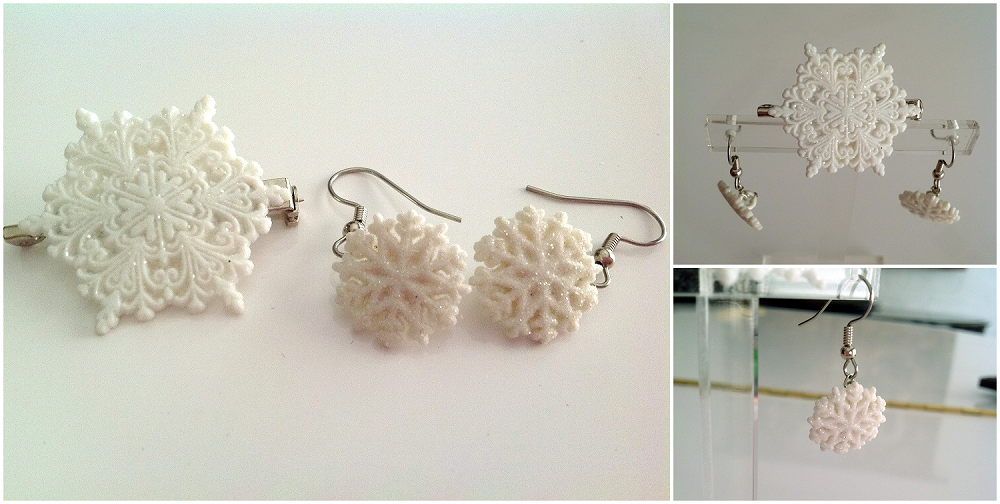 Snowflake Set - Earrings and Brooch