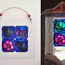 Faux Stained Glass Leaves, Butterfly, Flower