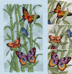 Vibrant Butterflies on Bamboo by pinkythepink
