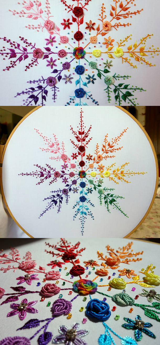 Floral Rainbow Snowflake by pinkythepink