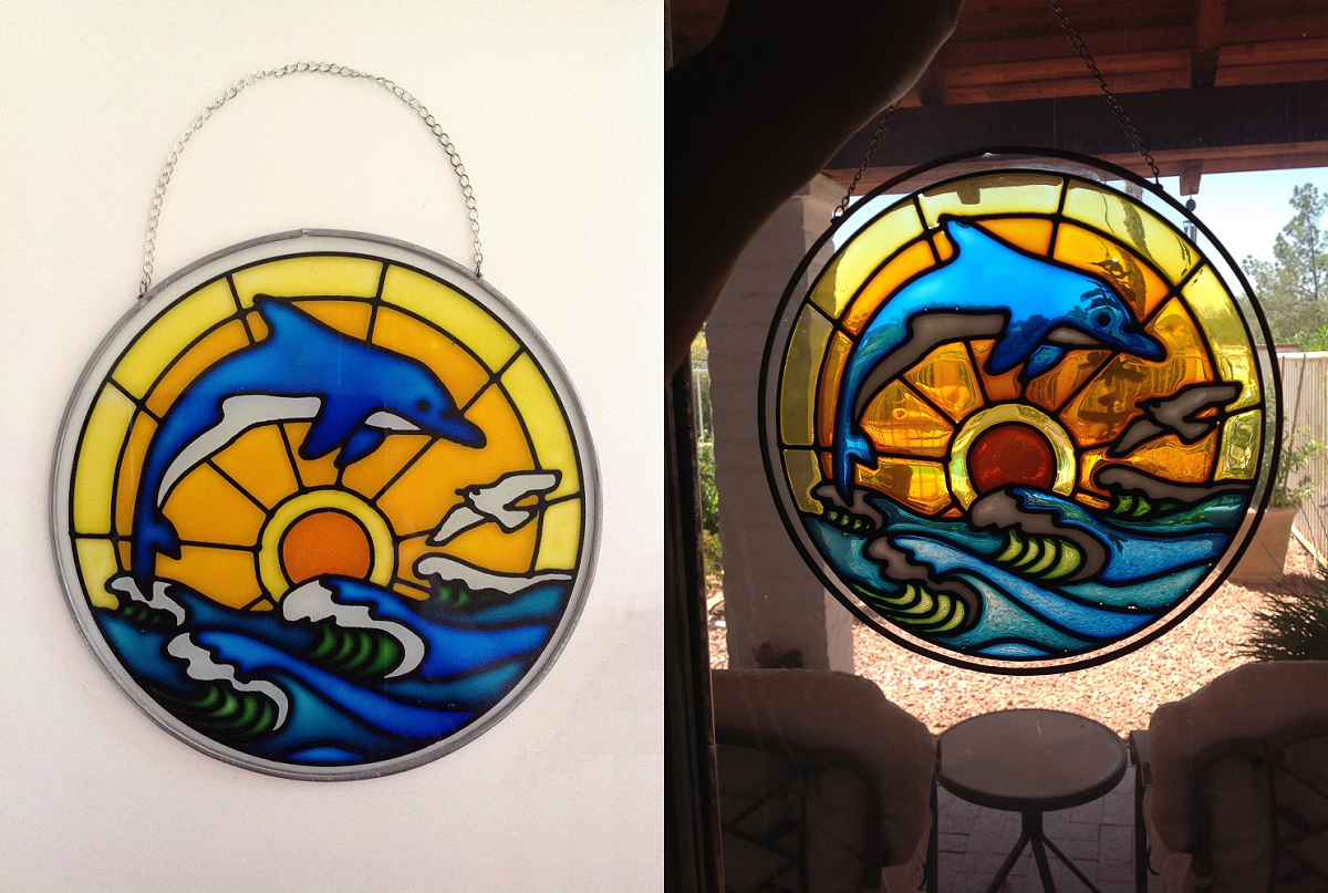 Faux Stained Glass Dolphin