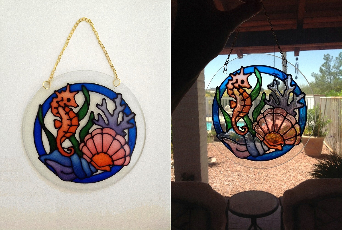 Faux Stained Glass Seahorse (Chimes)