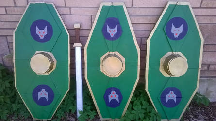 Plast-Dipped Shields and Swords Finished