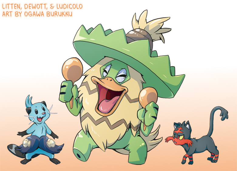 Pokemon Drawz Day 3: Dewott Ludicolo Litten