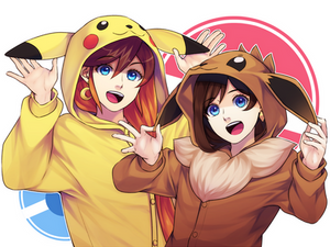 Athena and Trucy in Pokemon Onesies
