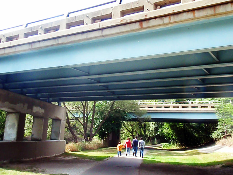 Under the bridge we go