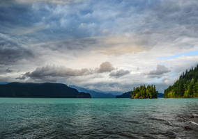 Cloud covered lake