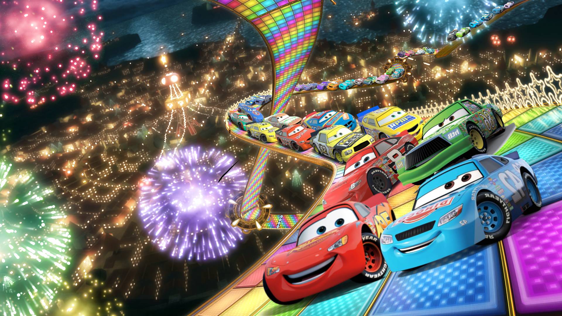 The 2006 piston cup racers on rainbow road by randomboy08 on DeviantArt