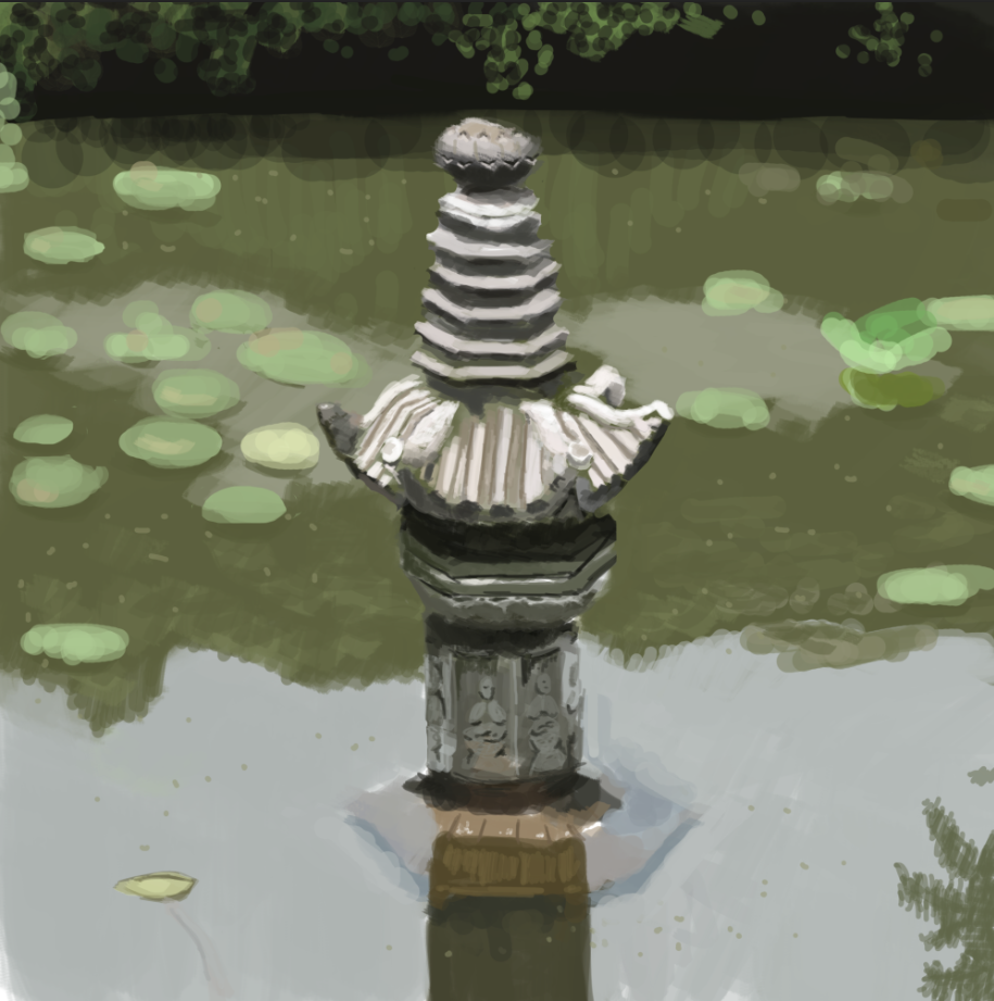 sculpture in the lake