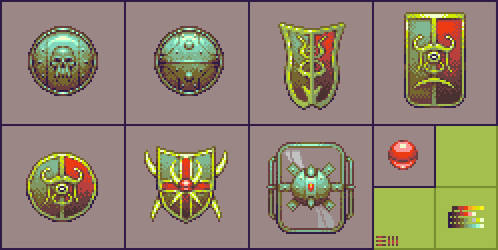 Dark Disciples: shields and palette