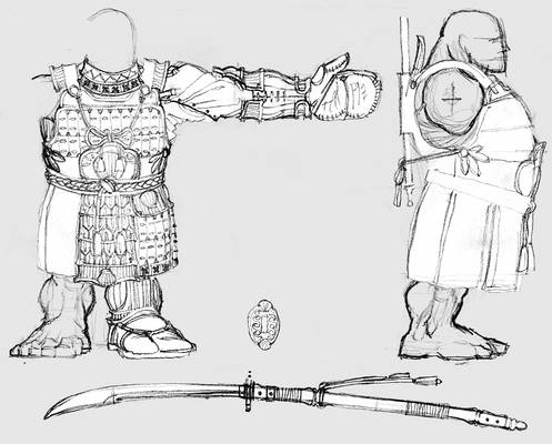 Unidev Dwarf warrior: body model sheet.