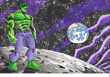 The Hulk on the moon