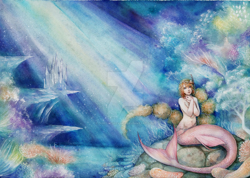 the little mermaid -watercolor