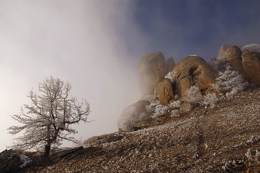 Clouds and rocks