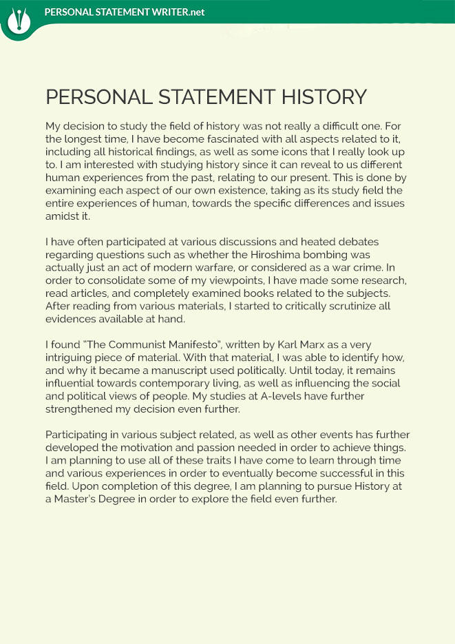 History Personal Statement Sample by pssamples on DeviantArt