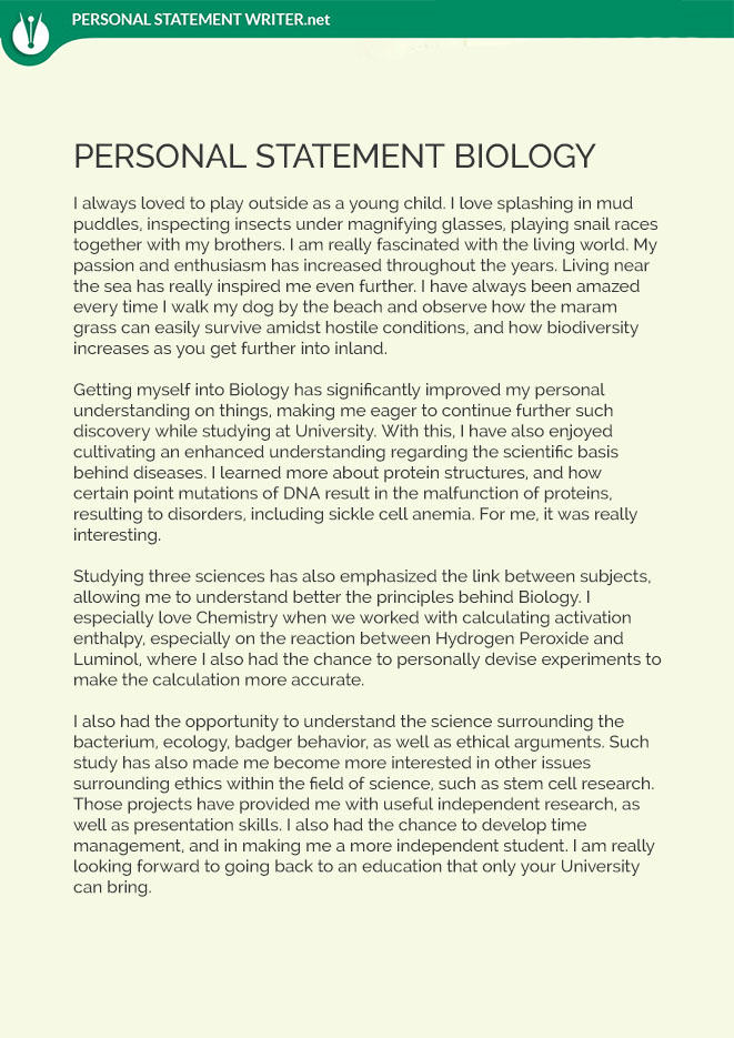 personal statement for biology