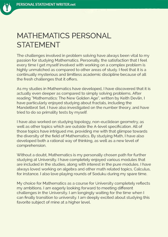 Math Personal Statement Sample by pssamples on DeviantArt