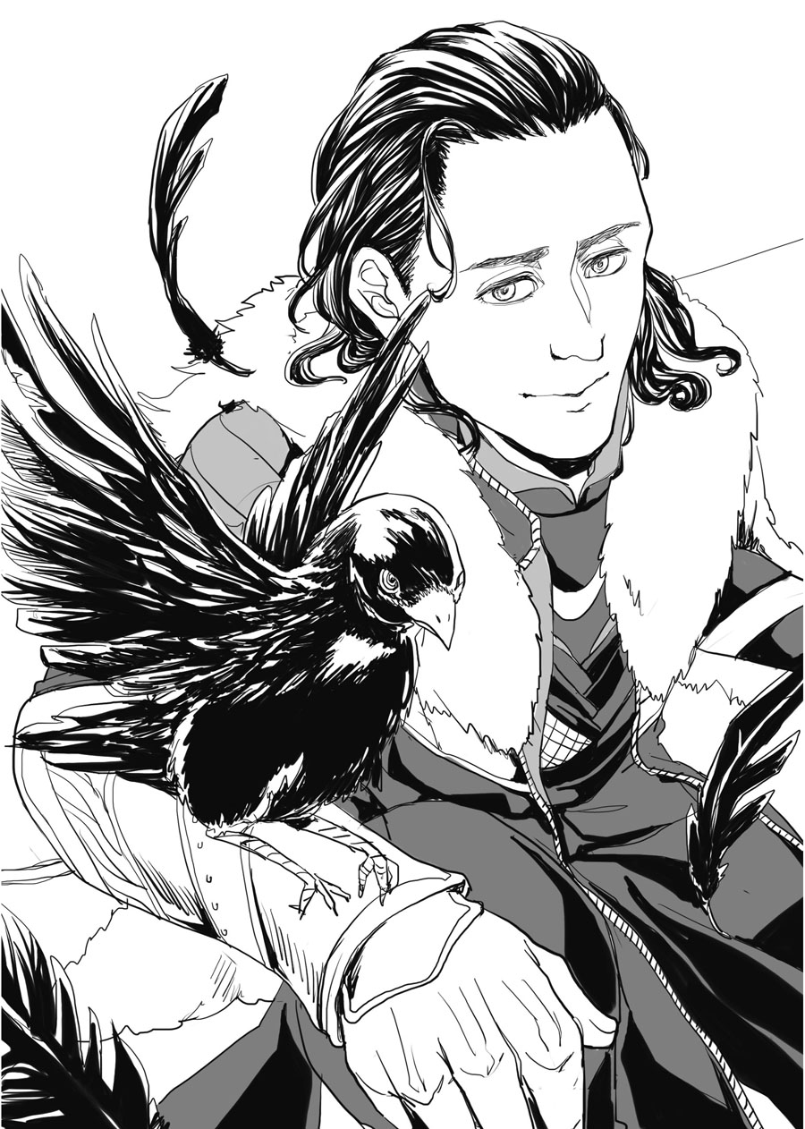 Loki with crow