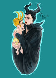Maleficent and child Loki