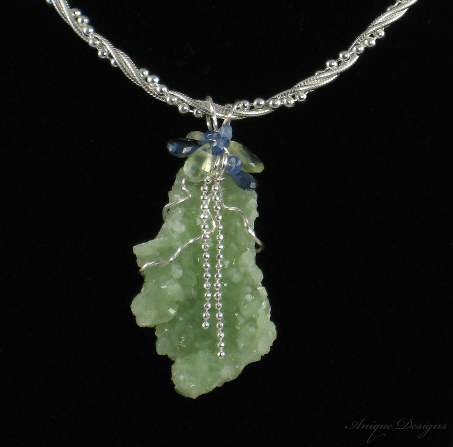 Druzy Prehnite and Sapphire