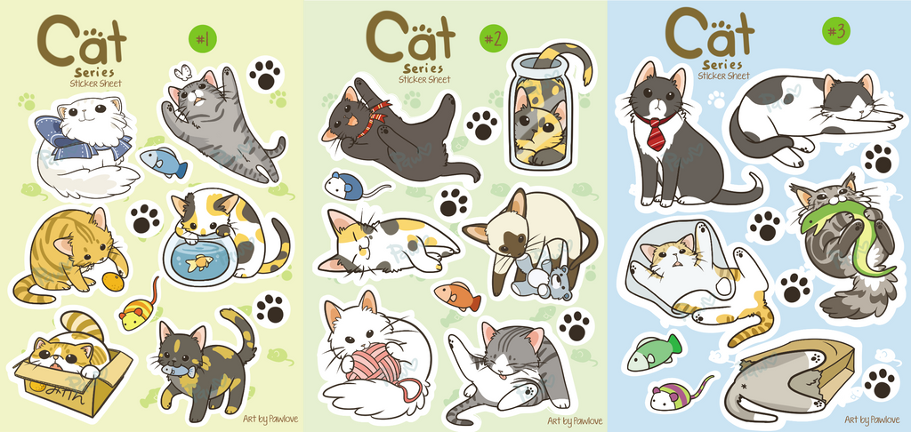 Cat Sticker Page Cat Sticker Sheets by Pawlove-Arts on DeviantArt