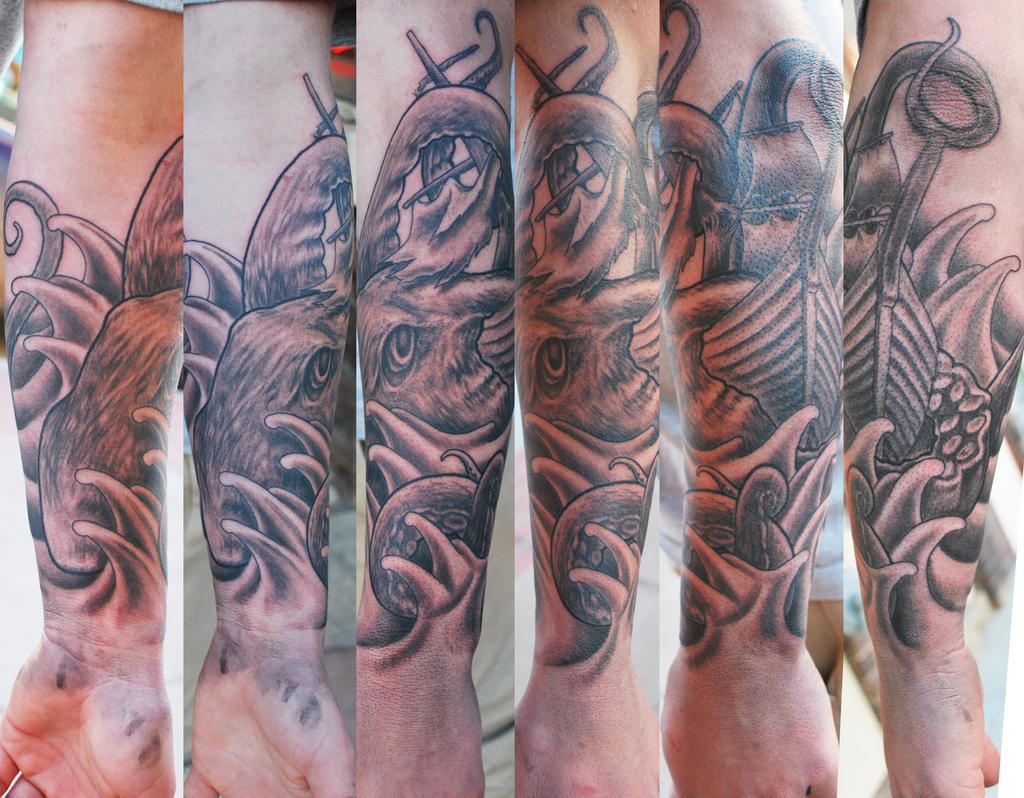 Kraken Half sleeve Tattoo By Joshing88 On DeviantArt kraken-half-sleeve-tattoo-by-joshing88-on-deviantart
