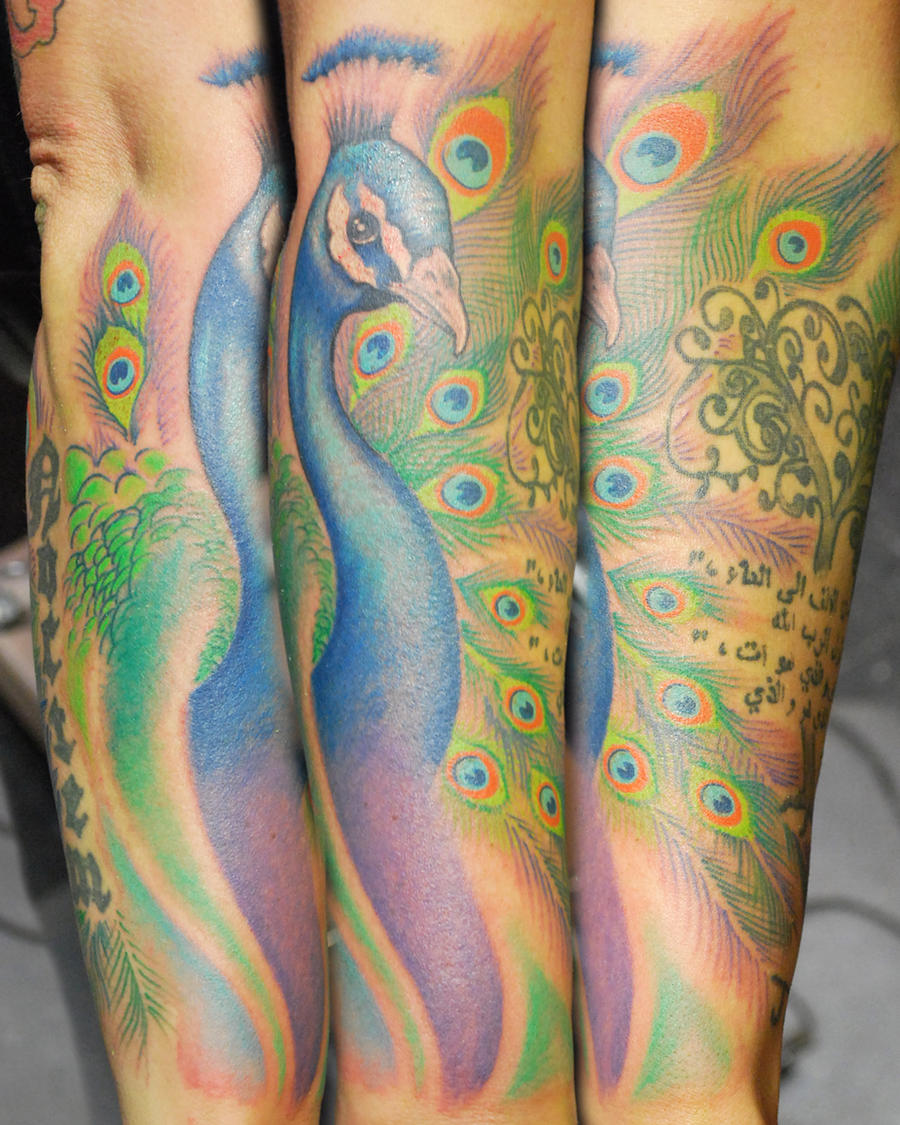 Peacock Forearm Tattoo