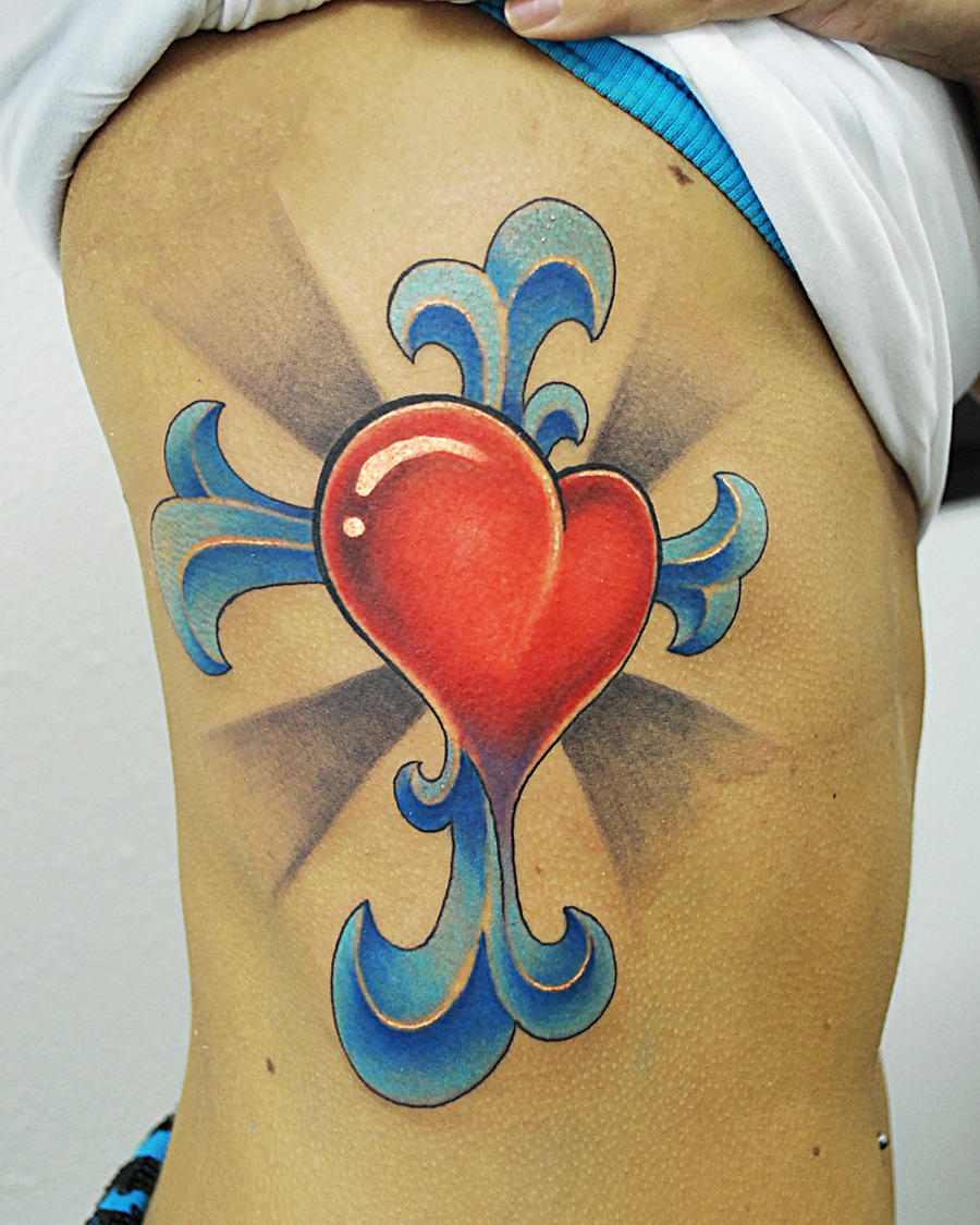 heart cross tattoo