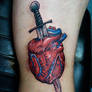 Dagger Heart Tattoo - back of the knee!