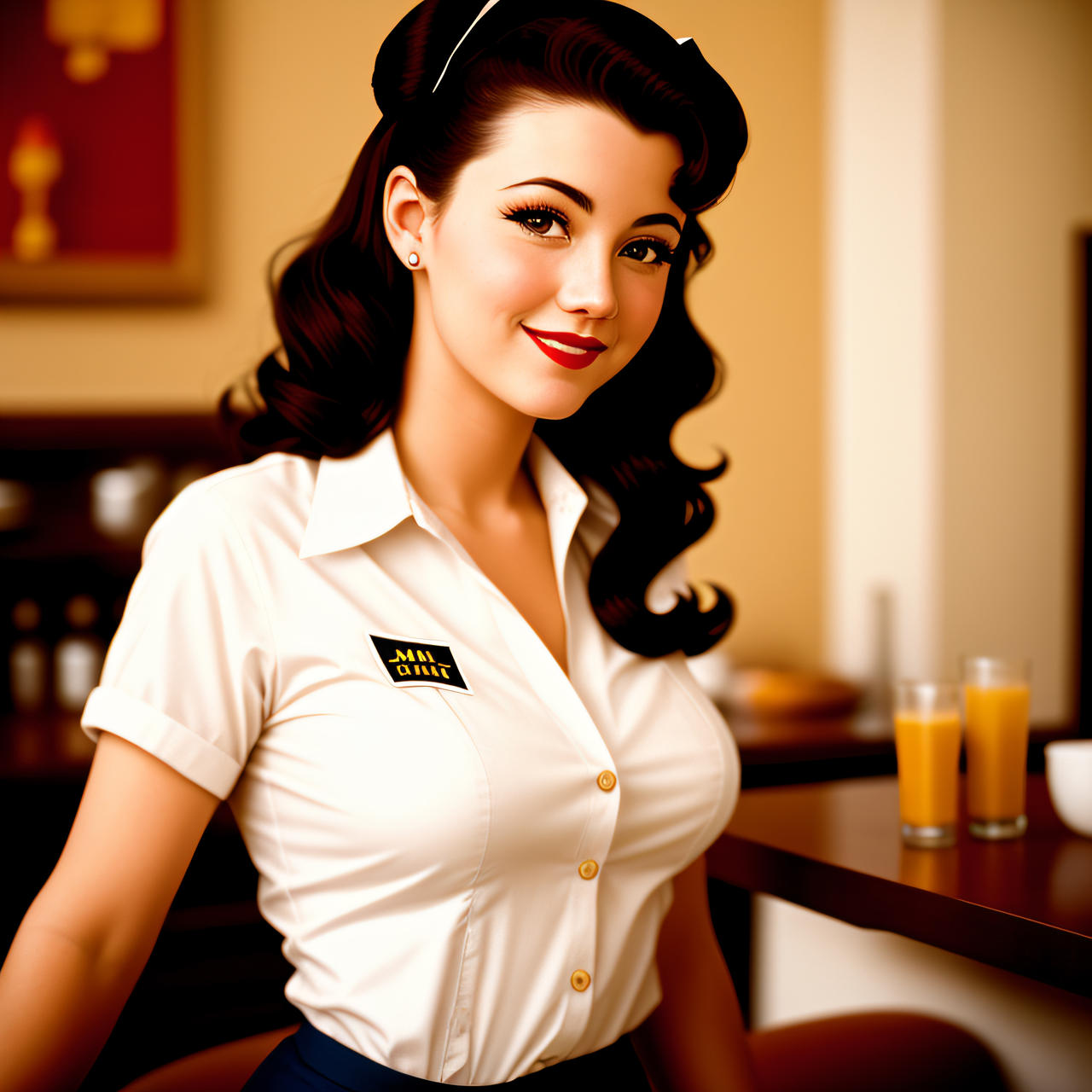 Waitress Pin Pin-Up Waitress 001 by WinoAI on DeviantArt