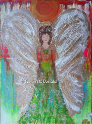 Angel of Healing Painted Upon a Liquid-Pour Swipe