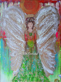 Angel of Healing Painted Upon a Liquid-Pour Swipe