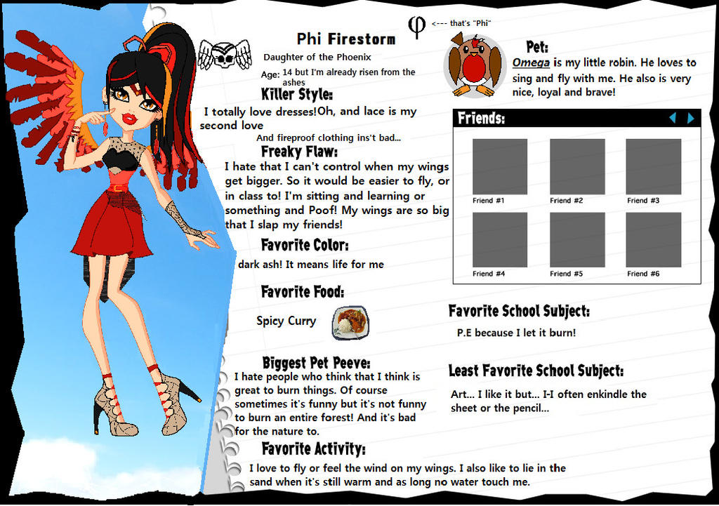 Monster High Bio Examples Monster High bio Phi Firestorm by InoYammy on DeviantArt