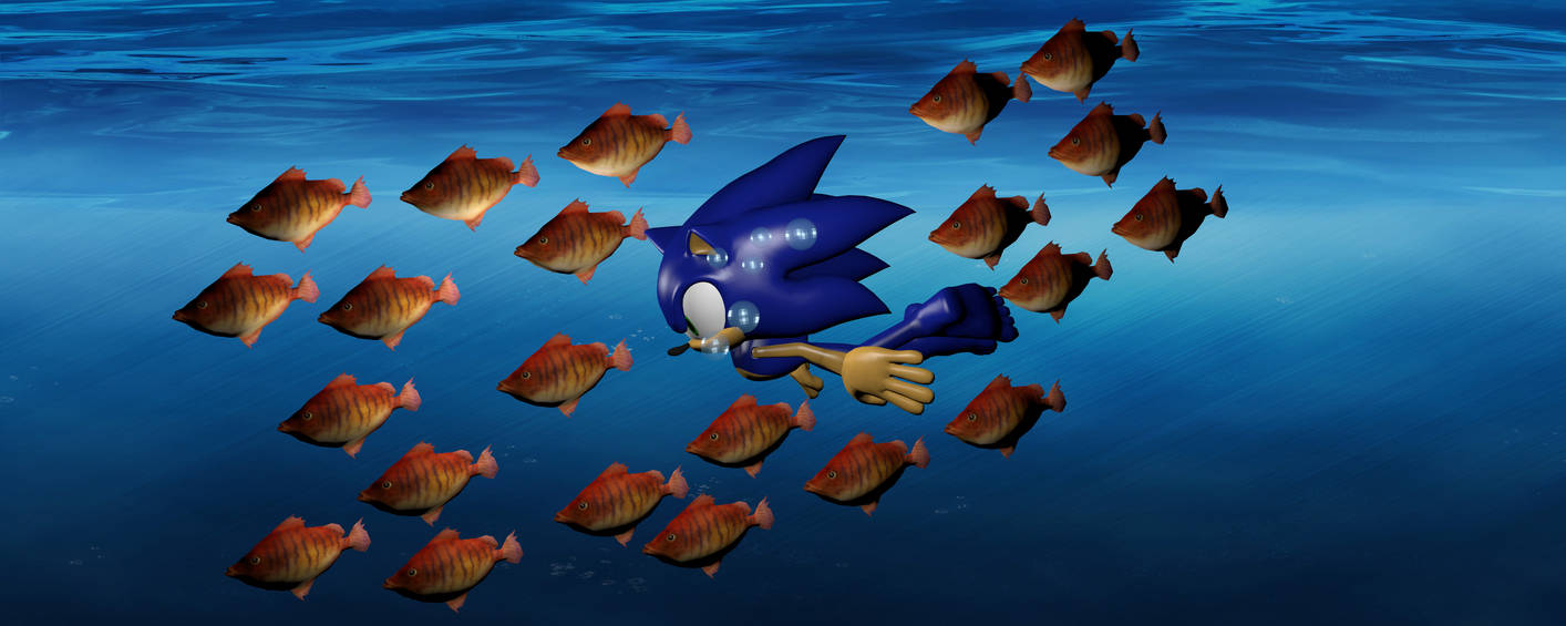 Sonic swimming with fish school by Korey-SonicFan22 on DeviantArt