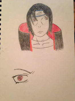 Drawing of itachi. I think i improved a bit ^.^