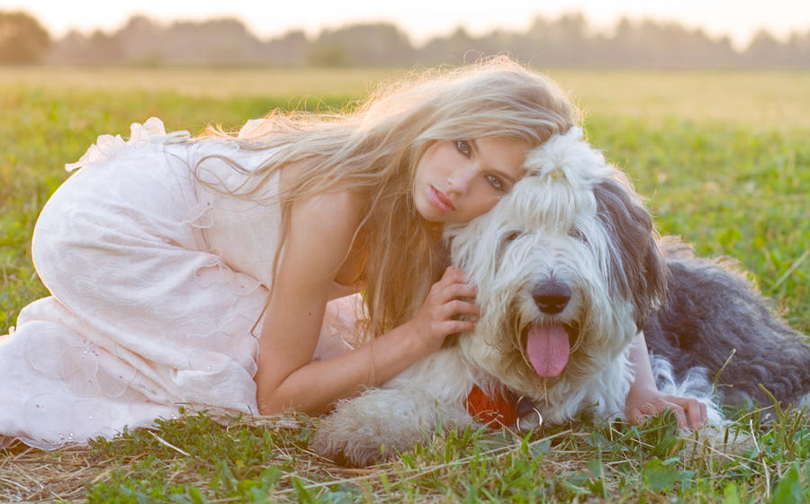 summer portrait with dog