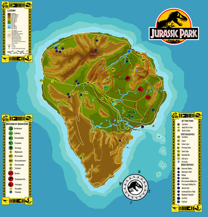 Jurassic Park: Isla Nublar map by GodzillaLagoon on DeviantArt