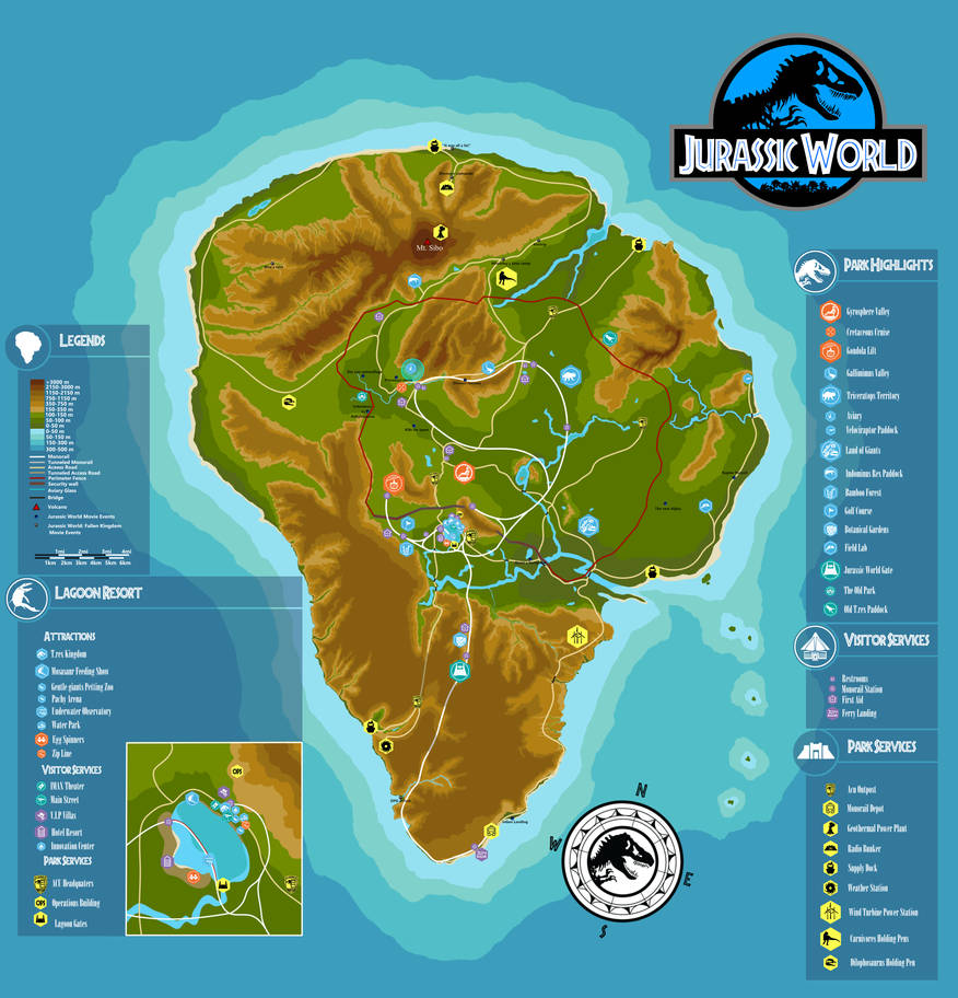 Jurassic World: Isla Nublar map by GodzillaLagoon on DeviantArt