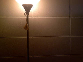 lamp against  cinderblock