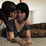 Lara and Sam on the bed