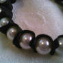 Satin ribbon and pearl bracelet (close up)